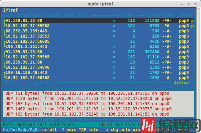 在Linux系统中怎么使用iptraf进行网络监控