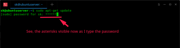 怎么在linux终端输入密码时显示星号