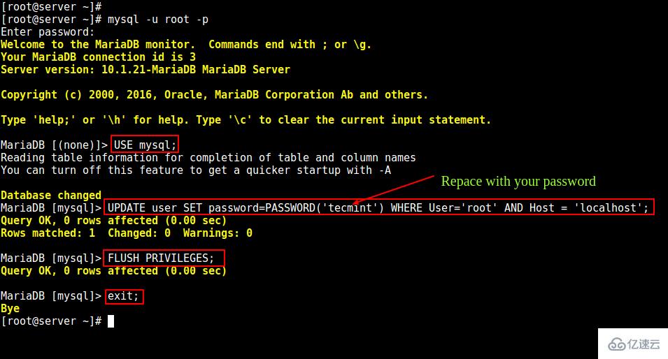 Linux下如何修改MySQL/MariaDB的Root密码