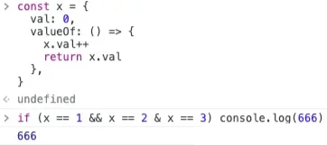 JavaScript中怎么让x == 1 && x == 2 && x ==3等式成立